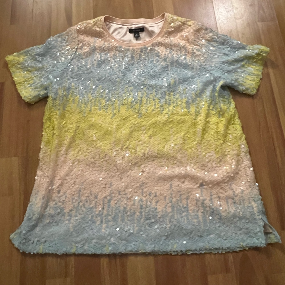 Alfani Multicolor Sequin Short Sleeve Tee